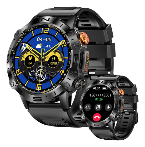 1 Reloj Inteligente Militar Hombre Deporte Amoled