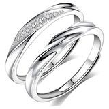 Anillo Pareja Ajustable Plata Ilusion De Ley 925  Con 2 Pack