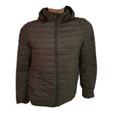 Campera  Hombre Capucha Desmonte  Pluma Super Liviana Bolso