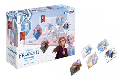 Jogo Da Memória Frozen 2 Disney 24 Peças Madeira Xalingo