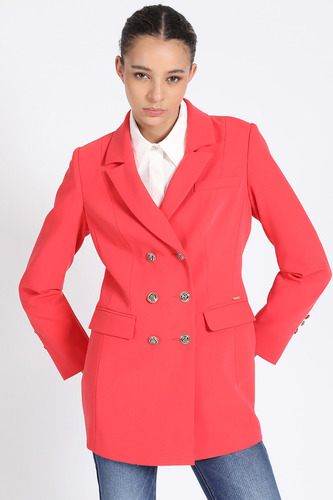 Blazer Largo Con Entalle, Cruzado, Rojo Liola