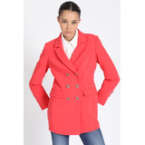 Blazer Largo Con Entalle, Cruzado, Rojo Liola