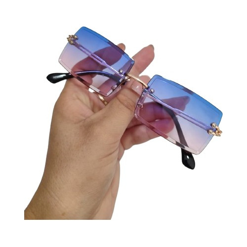 Óculos De Sol Quadrado Sem Armação Gunna Trap Blogueira 