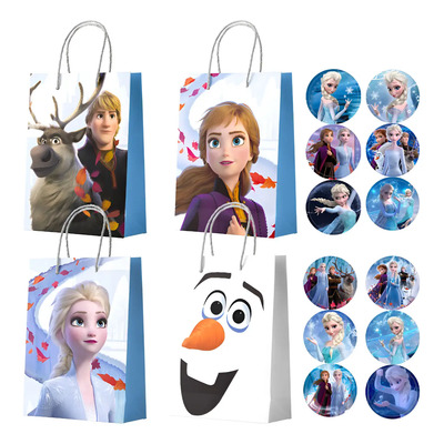 Frozen Party Bags, 24pcs Frozen Bolsasde Fiesta/bolsa De Regalo Frozen Candy & 24pcs Pegatinas Frozen/frozen Stickers, Para Frozen Cumpleaños, Decoracion De Elsa Y Ana Cumpleaños Azul