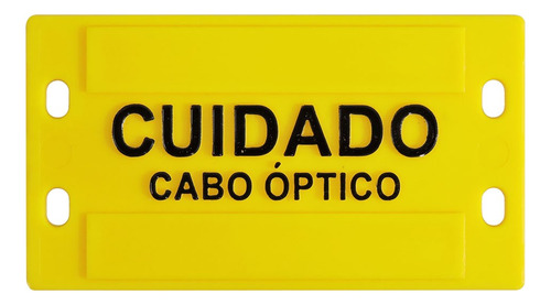 10 Pçs Placa Identificação Amarela Cuidado Óptico 3mm 9x4cm