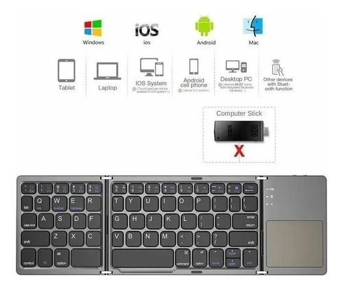 Mini Teclado Inalámbrico Bluetooth Plegable Con Panel Táctil