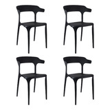 Silla Niviko Living Comedor Jardin Set X4 Apilable Plastica