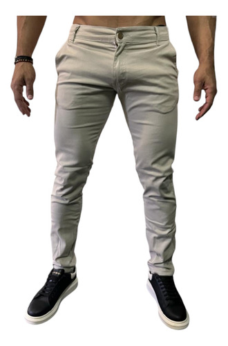 Calça Social Esporte Fino Sarja Skinny Bolso Embutido Lycra