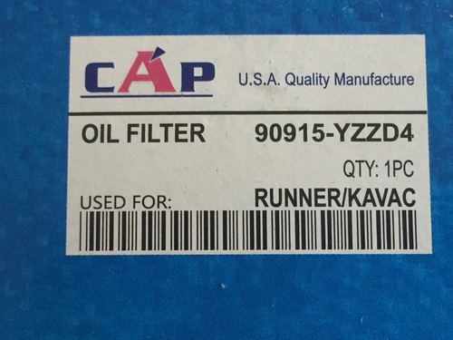 Filtro Aceite Cap Toyota Kavak-fortuner-runner Foto 4