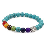 Pulsera Buda Cuarzo Turquesa 7 Chakras + Estuche Gamushop