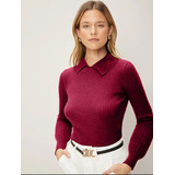 Sweater Jersey Cuello Polo Piqué Exclusivo Mujer Formal
