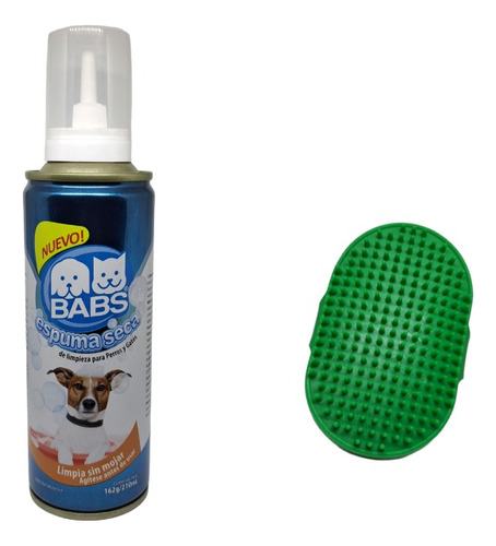 Shampoo Perros Gatos Espuma Baño Seco + Rasqueta Masajeador 