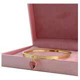 Bracelete Ouro 18k750 Pulseira Feminina 3mm Berloque Rosa