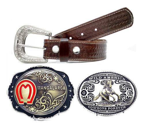 Kit Presente Cinto Masculino Cowboy Fivelas Country - Oferta