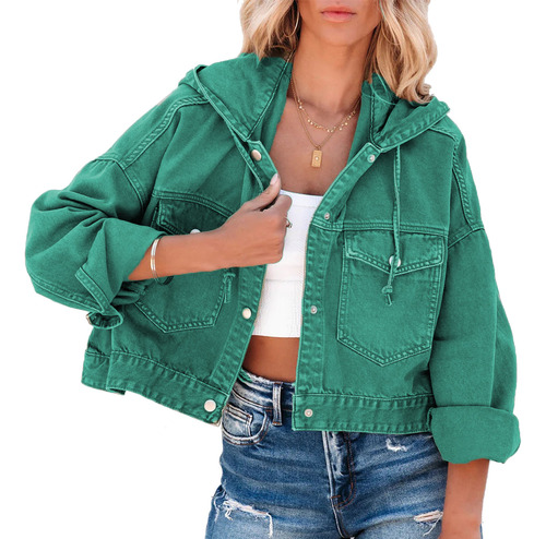 Chaqueta Verde Verde Con Hombros Caídos En M Para Mujer A La