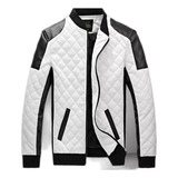 Chaqueta Motera De Cuero Informal Para Hombre