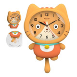 Reloj De Pared Analógico Para Niños Decorativo De Gato 