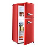 Tymyp Refrigerador Con Congelador Retro Mini Refrigerador