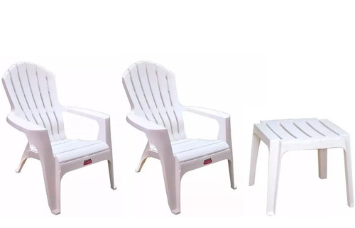 2 Sillones Reposera Colombraro Country + Mesa Blanca 49cm