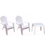 2 Sillones Reposera Colombraro Country + Mesa Blanca 49cm