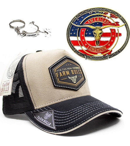 Conjunto Boné Farm Bulls Country + Fivela American Chaveiro