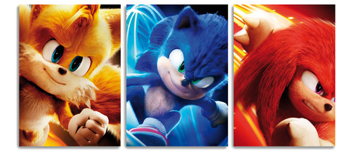 Set De 3 Cuadros Sonic Tails Knuckles