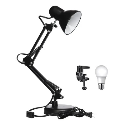 Lámpara de Escritorio DAPON 2 Modos Clip y Base ajustable de 360° y brazo plegable 3 Colores de Luz Color Negro | Meses sin interés