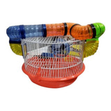 Gaiola Redonda Para Hamster Com Tubos E Brinquedos