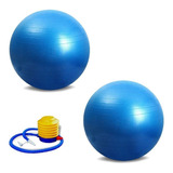 Kit 2 Bola Suiça Pilates Yoga Funcional 75cm Rosa + Bomba