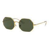 Óculos De Sol Ray-ban I-shape Octagon 1972 Legend Gold Standard Armação De Metal Cor Polished Gold, Lente Green Clássica, Haste Polished Gold De Metal - Rb1972