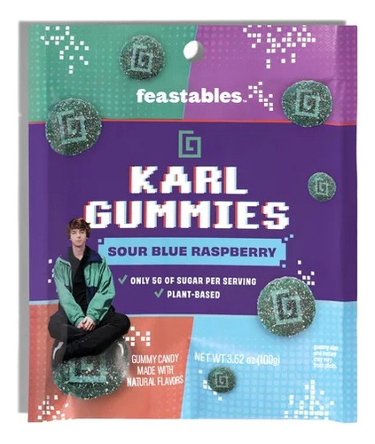 Karl Gummies Feastables Sour Blue Raspberry 100g Gomitas