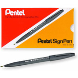 Pentel Arts Sign Pen Touch, Punta De Pincel Fude, Tinta Negr