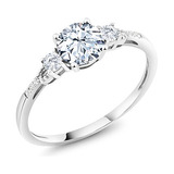 Anillo Compromiso Diamante Y Zafiro Blanco 1.35 Ct.