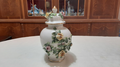 Antiguo Potiche En Porcelana Oriental C/ Restauracion 