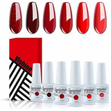 Esmalte De Uñas - Vishine Glamour Red Gel Nail Polish Kit 8m