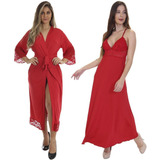 Kit De Robe Medusa Longa E Camisola Jade Longa 2 Peças