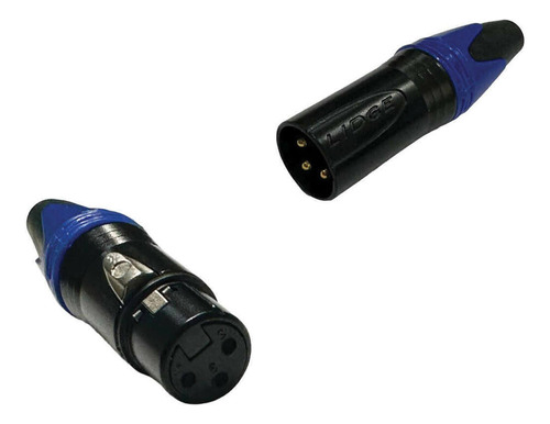 Kit - 4 Pçs Plug Xlr Femea + 4 Pçs Plug Xlr Macho Azul