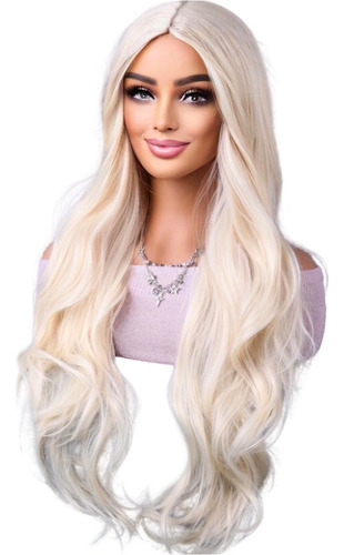 Peruca Lace Wig Sem Franja 70cm Idêntico Cabelo Humano Loira