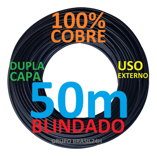 Cabo Rede Cat5e 50m Cobre Dc Ftp Externo Blindado Connect