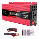 Inversor De Coche 1200w 12v A 220v Lcd Usb Rv Solar