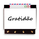 Porta Chaves E Cartas Organizador Moderno Grande Gratidão