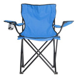 10 Sillas Plegables Playa Exteriores Camping Portavasos Color Azul