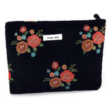 Zlfsrq Bolsa De Maquillaje De Viaje Lindo Negro Vintage Flor