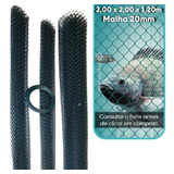 Kit Tela Tanque Rede 2,00 X 2,00 X 1,20m Fio 18 Malha 20mm