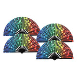 Ventilador De Mano Plegable Rainbow Sequins Pride, 4 Unidade