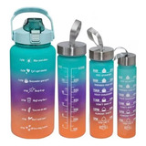 Termo Botella De Agua Motivacional Set X 4 Unidades Pitillo