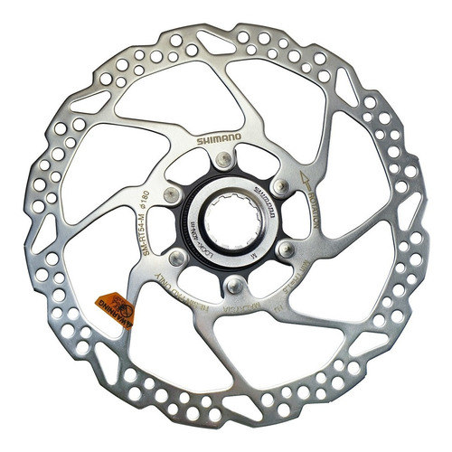 Disco De Freno Shimano Rt54 De 180 Mm Con Rotor De Bloqueo Central Con Tuerca, Color Plateado