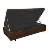 Cama Baú Solteiro Universal Suede Marrom 88x188 [retira]