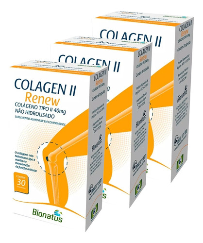 3x Colágeno Renew Tipo Ii 30 Caps Bionatus Articulação