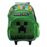 Mochila Minecraft Cresko Con Carro 16 Color Verde Diseño De La Tela Estampado